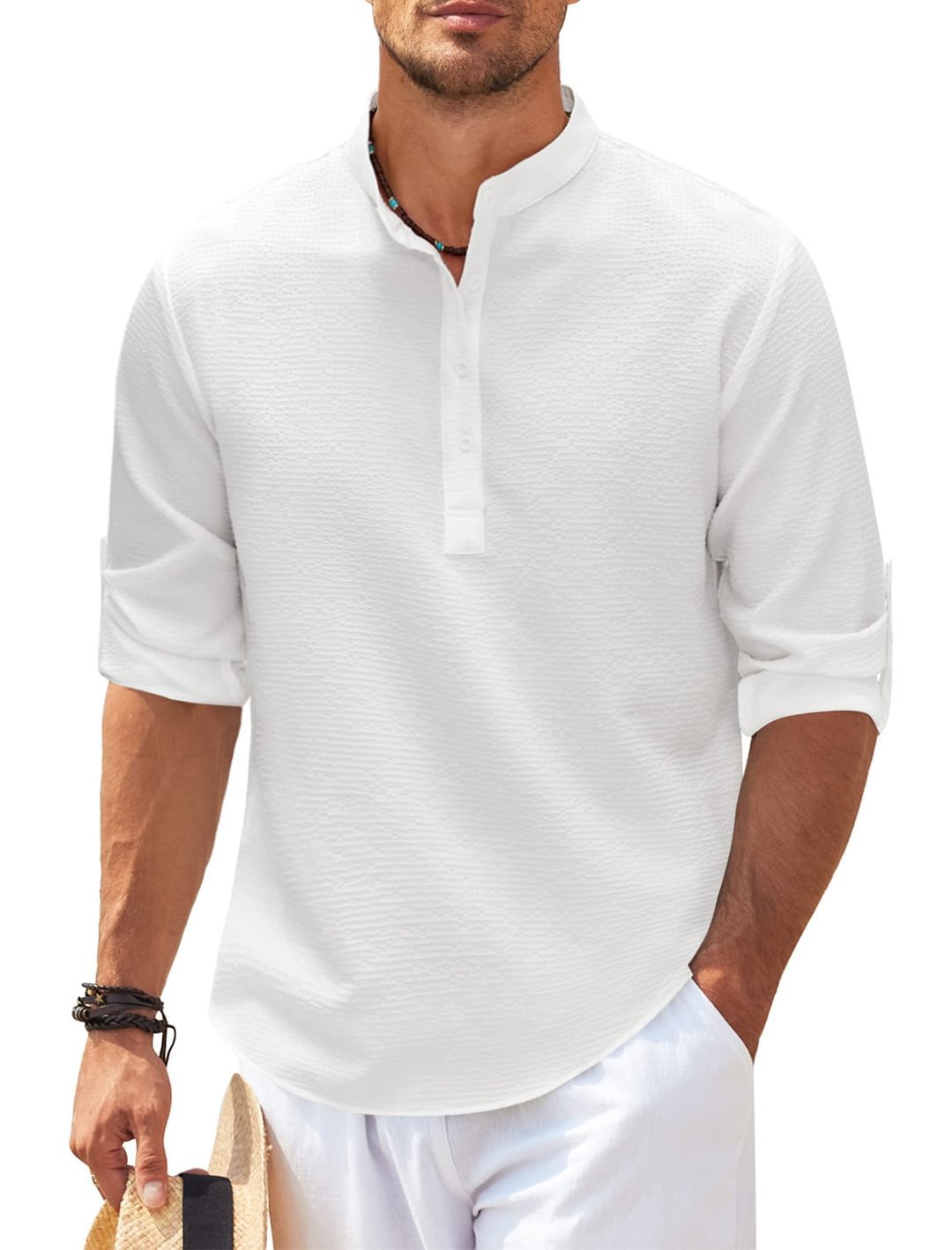 Long sleeve casual cotton blend shirt